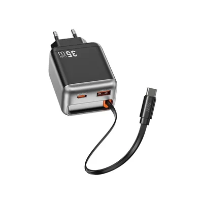 Зарядное устройство Helix GaN Faster Charger PD35W with Built in Retractable Cable 70cm Wi-G029